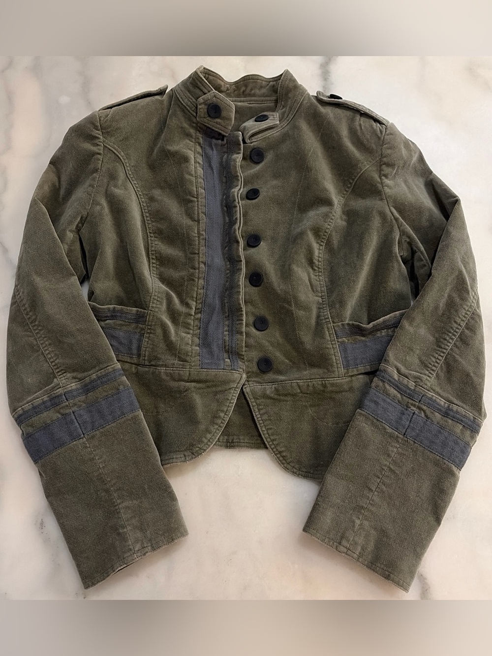 Zara Olive Green Military-Style Button Front Jacket